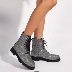 SHEIN black and silver boots size 40 (8.5)